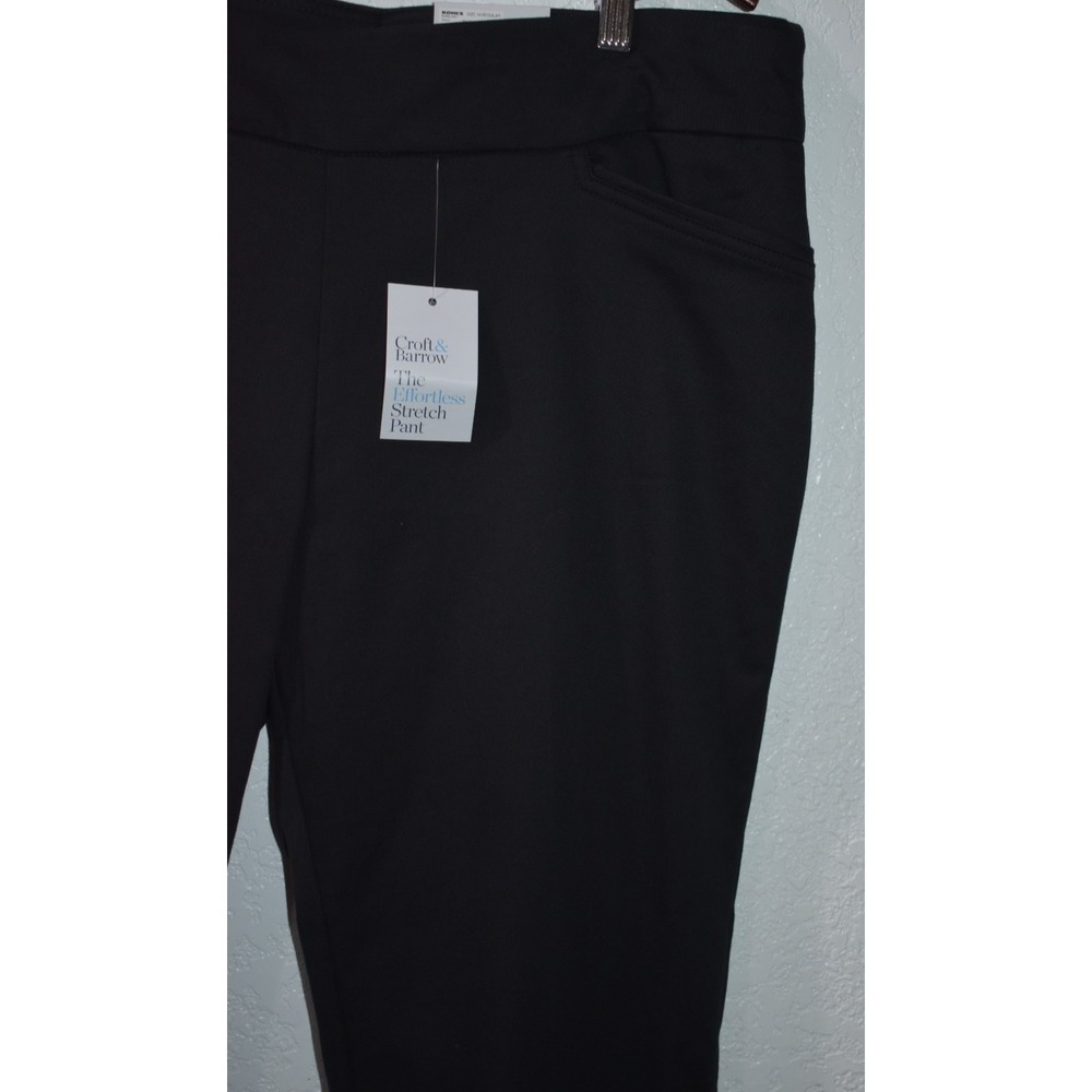 Croft Barrow Effortless Stretch Pants BLACK Pull-On Pockets Size 14 New w/tags - Picture 10 of 16